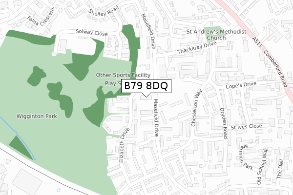 B79 8DQ map - large scale - OS Open Zoomstack (Ordnance Survey)