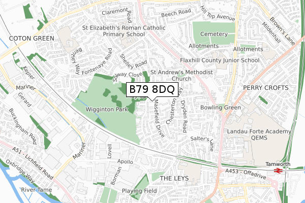 B79 8DQ map - small scale - OS Open Zoomstack (Ordnance Survey)