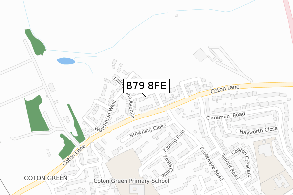 B79 8FE map - large scale - OS Open Zoomstack (Ordnance Survey)