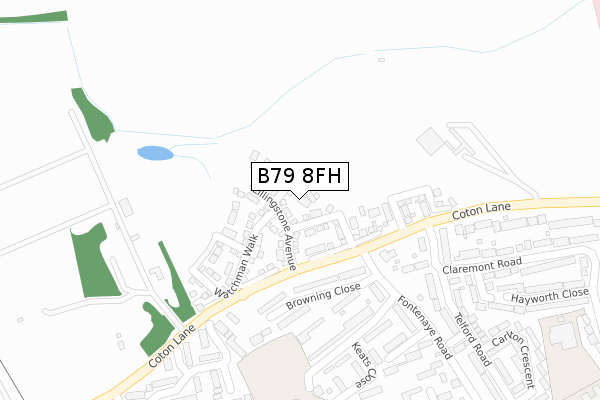 B79 8FH map - large scale - OS Open Zoomstack (Ordnance Survey)