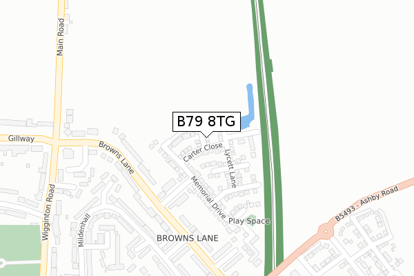 B79 8TG map - large scale - OS Open Zoomstack (Ordnance Survey)