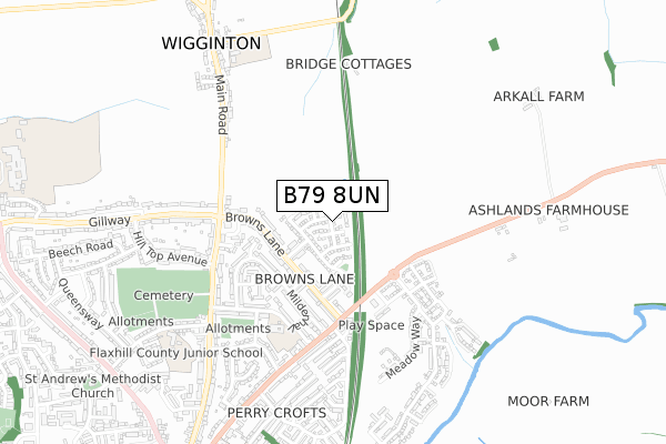 B79 8UN map - small scale - OS Open Zoomstack (Ordnance Survey) B79 8UN map - small scale - OS Open Zoomstack (Ordnance Survey)