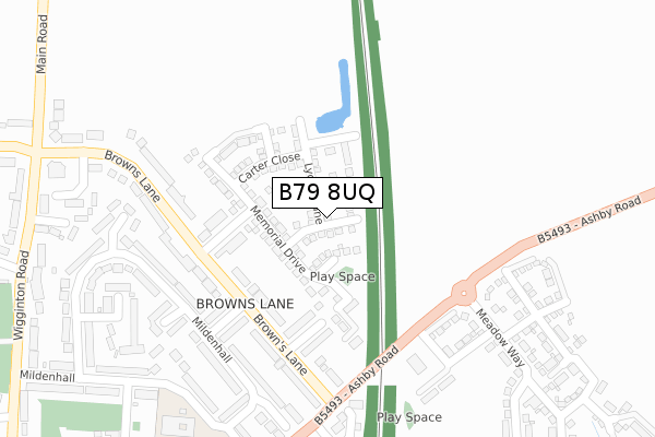 B79 8UQ map - large scale - OS Open Zoomstack (Ordnance Survey)