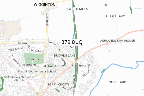 B79 8UQ map - small scale - OS Open Zoomstack (Ordnance Survey)