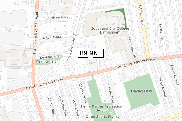 B9 9NF map - large scale - OS Open Zoomstack (Ordnance Survey)