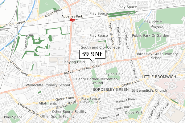 B9 9NF map - small scale - OS Open Zoomstack (Ordnance Survey)