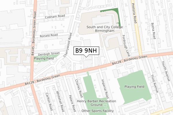 B9 9NH map - large scale - OS Open Zoomstack (Ordnance Survey)