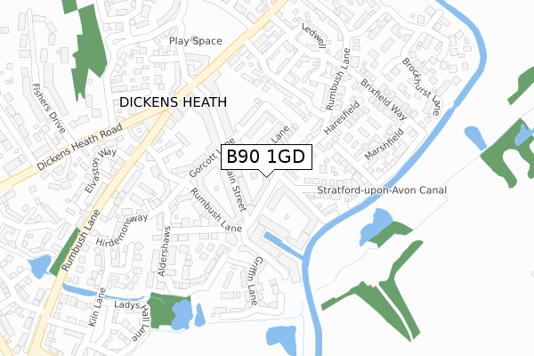 B90 1GD map - large scale - OS Open Zoomstack (Ordnance Survey)
