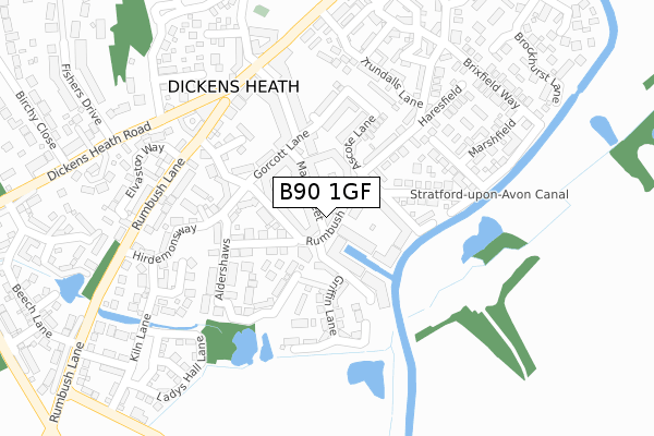 B90 1GF map - large scale - OS Open Zoomstack (Ordnance Survey)