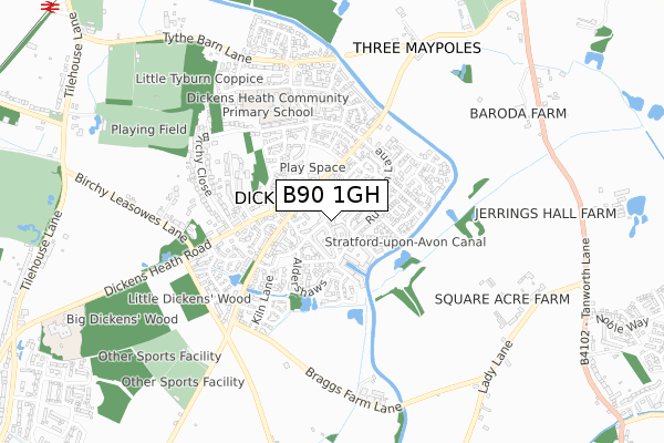 B90 1GH map - small scale - OS Open Zoomstack (Ordnance Survey)