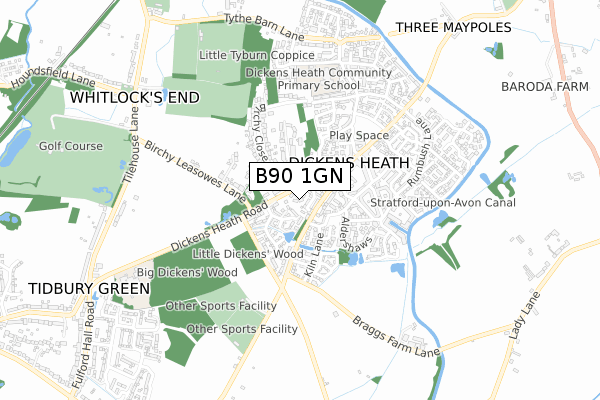 B90 1GN map - small scale - OS Open Zoomstack (Ordnance Survey)