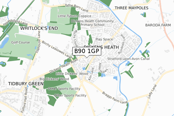B90 1GP map - small scale - OS Open Zoomstack (Ordnance Survey)