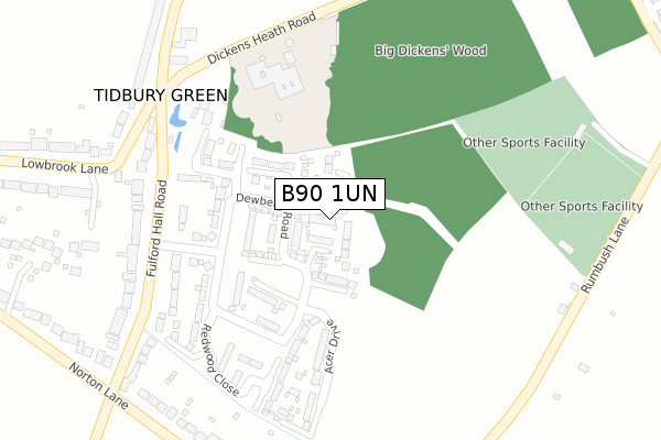 B90 1UN map - large scale - OS Open Zoomstack (Ordnance Survey)