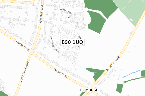 B90 1UQ map - large scale - OS Open Zoomstack (Ordnance Survey)