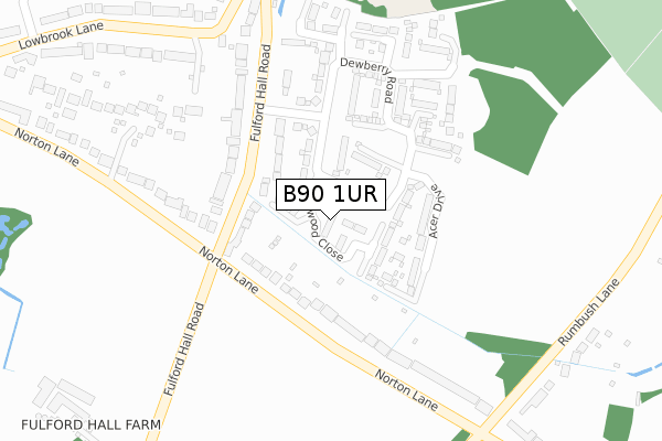 B90 1UR map - large scale - OS Open Zoomstack (Ordnance Survey)