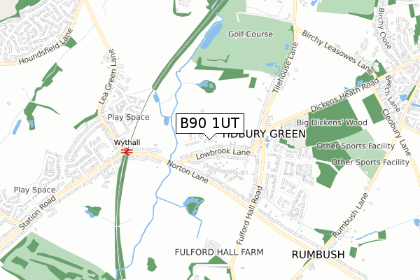 B90 1UT map - small scale - OS Open Zoomstack (Ordnance Survey)