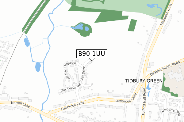 B90 1UU map - large scale - OS Open Zoomstack (Ordnance Survey)