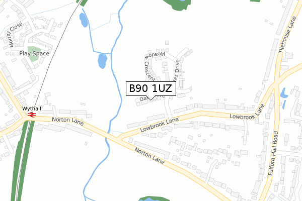 B90 1UZ map - large scale - OS Open Zoomstack (Ordnance Survey)