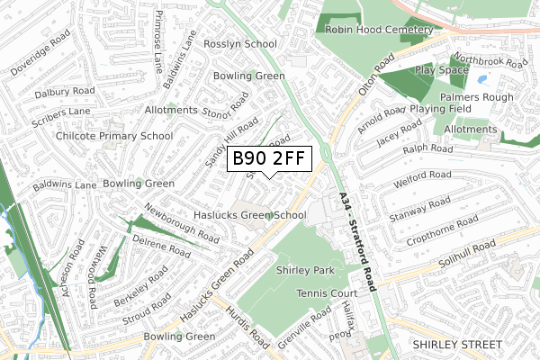 B90 2FF map - small scale - OS Open Zoomstack (Ordnance Survey)