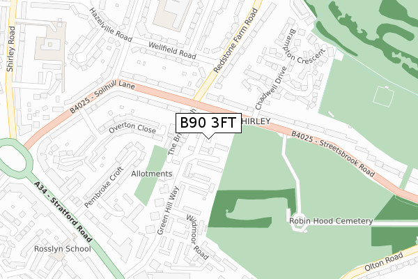 B90 3FT map - large scale - OS Open Zoomstack (Ordnance Survey)