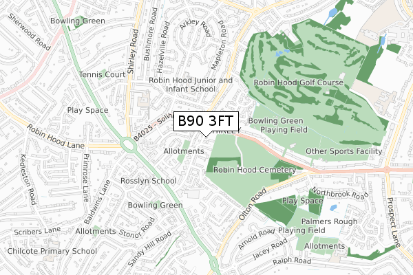 B90 3FT map - small scale - OS Open Zoomstack (Ordnance Survey)