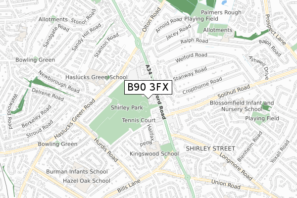 B90 3FX map - small scale - OS Open Zoomstack (Ordnance Survey)