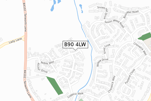 B90 4LW map - large scale - OS Open Zoomstack (Ordnance Survey) B90 4LW map - large scale - OS Open Zoomstack (Ordnance Survey)