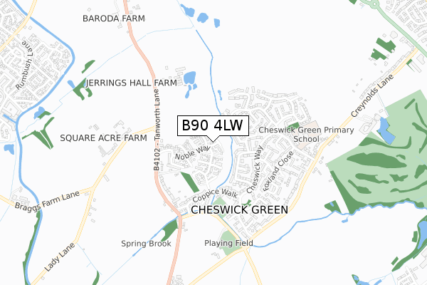 B90 4LW map - small scale - OS Open Zoomstack (Ordnance Survey) B90 4LW map - small scale - OS Open Zoomstack (Ordnance Survey)