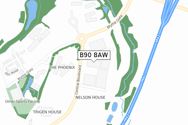 B90 8AW map - large scale - OS Open Zoomstack (Ordnance Survey) B90 8AW map - large scale - OS Open Zoomstack (Ordnance Survey)