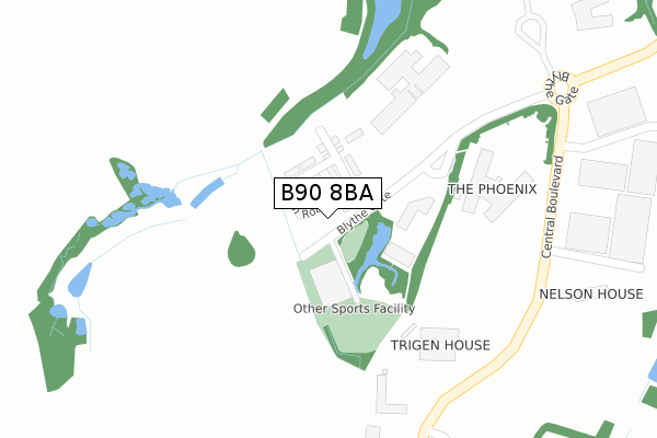 B90 8BA map - large scale - OS Open Zoomstack (Ordnance Survey) B90 8BA map - large scale - OS Open Zoomstack (Ordnance Survey)