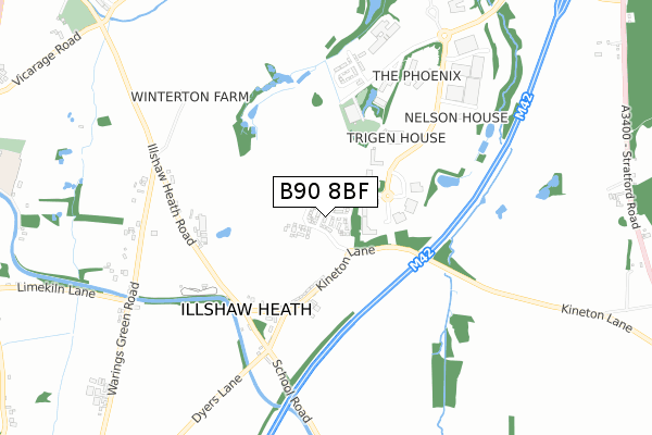 B90 8BF map - small scale - OS Open Zoomstack (Ordnance Survey)