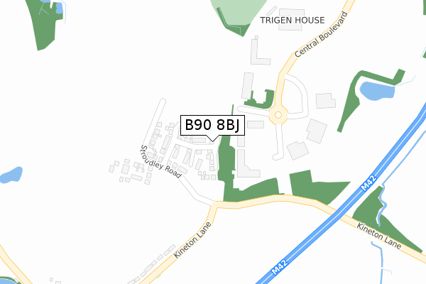 B90 8BJ map - large scale - OS Open Zoomstack (Ordnance Survey)