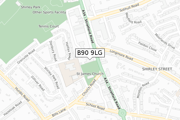 B90 9LG map - large scale - OS Open Zoomstack (Ordnance Survey) B90 9LG map - large scale - OS Open Zoomstack (Ordnance Survey)