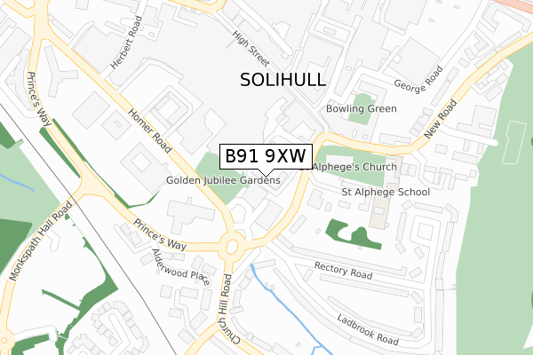 B91 9XW map - large scale - OS Open Zoomstack (Ordnance Survey) B91 9XW map - large scale - OS Open Zoomstack (Ordnance Survey)