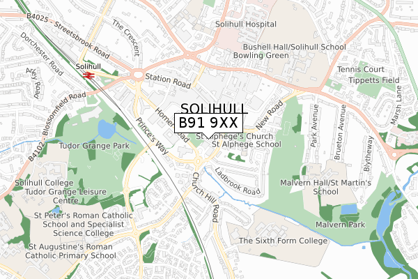 B91 9XX map - small scale - OS Open Zoomstack (Ordnance Survey)