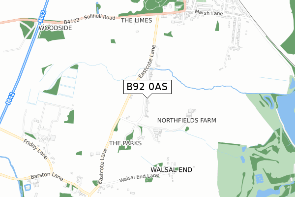 B92 0AS map - small scale - OS Open Zoomstack (Ordnance Survey)