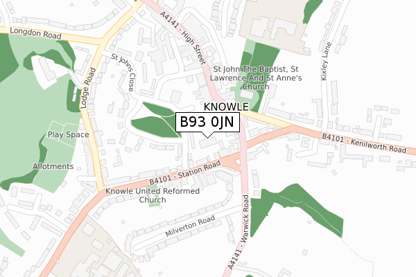 B93 0JN map - large scale - OS Open Zoomstack (Ordnance Survey)