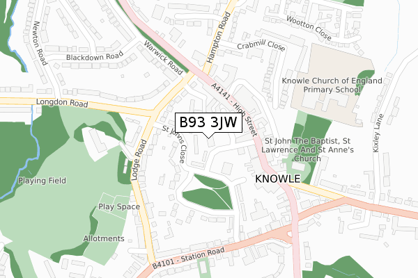 B93 3JW map - large scale - OS Open Zoomstack (Ordnance Survey) B93 3JW map - large scale - OS Open Zoomstack (Ordnance Survey)
