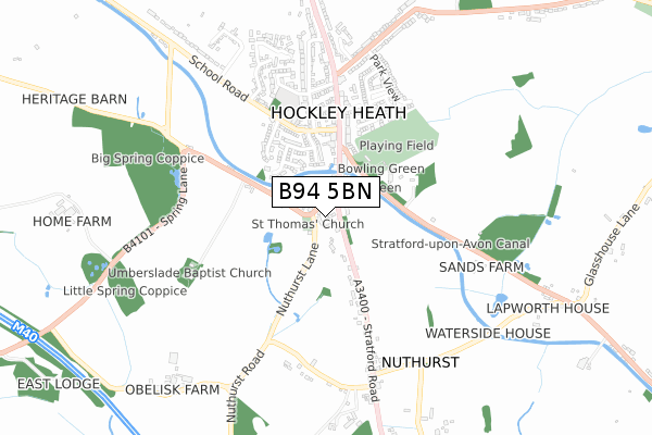 B94 5BN map - small scale - OS Open Zoomstack (Ordnance Survey)