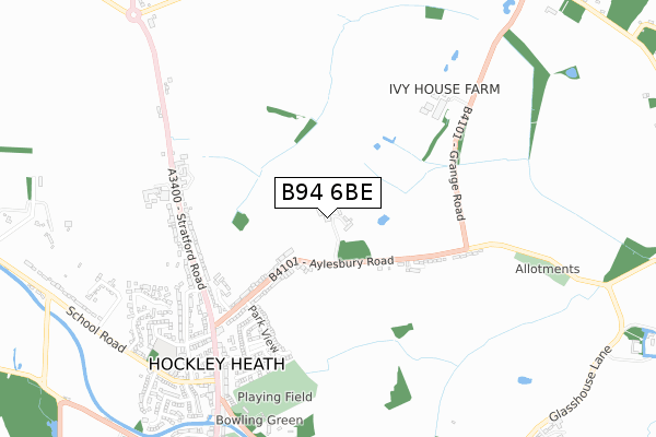 B94 6BE map - small scale - OS Open Zoomstack (Ordnance Survey)