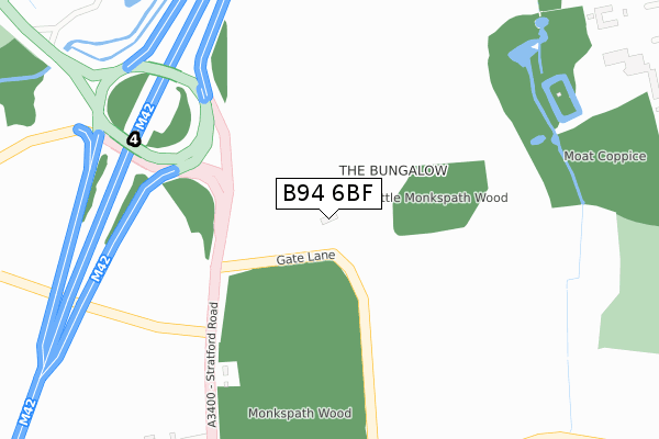B94 6BF map - large scale - OS Open Zoomstack (Ordnance Survey)