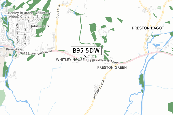 B95 5DW map - small scale - OS Open Zoomstack (Ordnance Survey)
