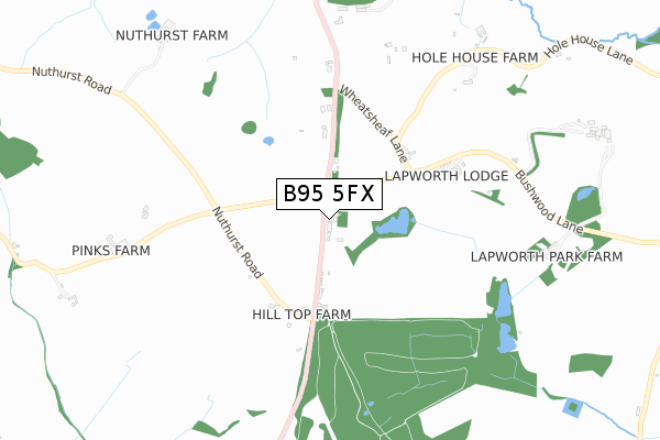B95 5FX map - small scale - OS Open Zoomstack (Ordnance Survey)