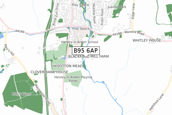 B95 6AP map - small scale - OS Open Zoomstack (Ordnance Survey)