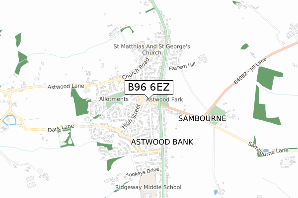 B96 6EZ map - small scale - OS Open Zoomstack (Ordnance Survey)