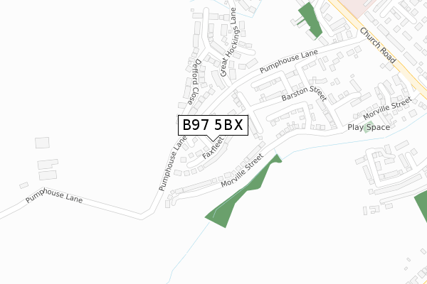 B97 5BX map - large scale - OS Open Zoomstack (Ordnance Survey)