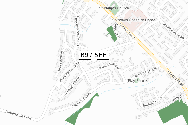 B97 5EE map - large scale - OS Open Zoomstack (Ordnance Survey)