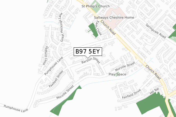 B97 5EY map - large scale - OS Open Zoomstack (Ordnance Survey)