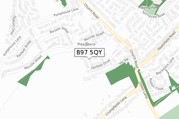 B97 5QY map - large scale - OS Open Zoomstack (Ordnance Survey)