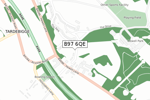 B97 6QE map - large scale - OS Open Zoomstack (Ordnance Survey)